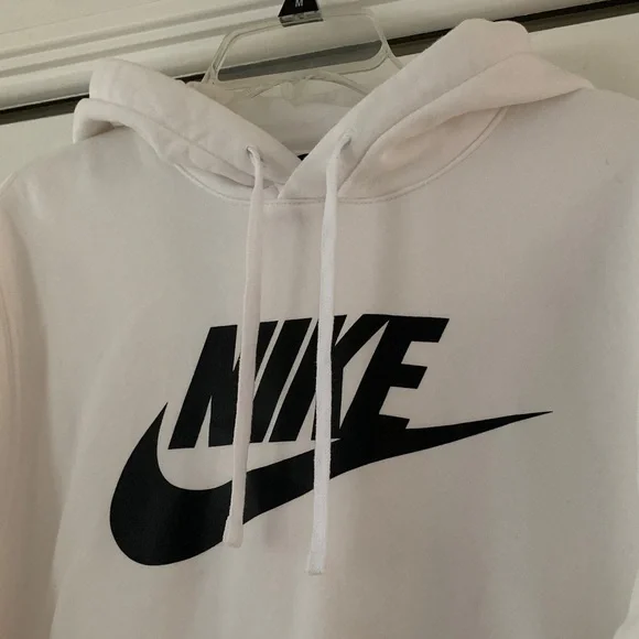 Nike White Hoodie with Black Swoosh men’s medium M Excellent - Picture 2 of 7